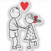 かわいいカップルのステッカー – カスタマイズ可能 シール (正面)