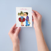 かわいいカップルのチラシと文字- I Love You チラシ (手)