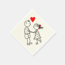 かわいいカップルのナプキン スタンダードカクテルナプキン