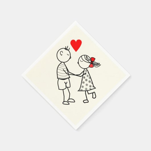 かわいいカップルのナプキン スタンダードカクテルナプキン (角)
