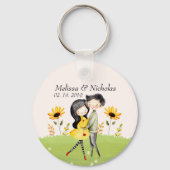 かわいいカップルのハグ キーホルダー (正面)