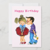 かわいいカップルのハッピーバースデーカード (正面)