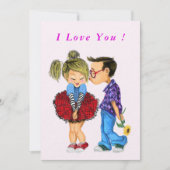 かわいいカップルのバレンタインデーのカード文字 – 愛してる (正面)