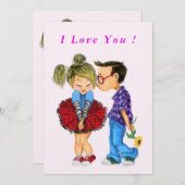 かわいいカップルのバレンタインデーのカード文字 – 愛してる (正面/裏面)