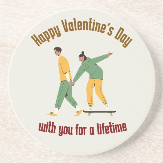 かわいいカップルのバレンタインデー コースター (正面)