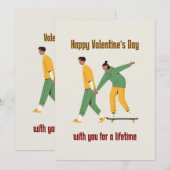 かわいいカップルのバレンタインデー シーズンカード (正面/裏面)