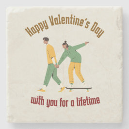 かわいいカップルのバレンタインデー ストーンコースター