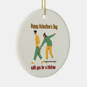 かわいいカップルのバレンタインデー セラミックオーナメント (右)