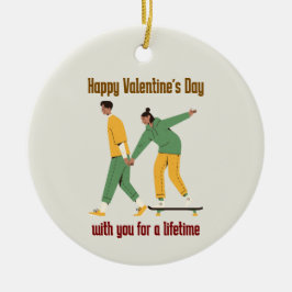 かわいいカップルのバレンタインデー セラミックオーナメント