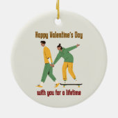 かわいいカップルのバレンタインデー セラミックオーナメント (裏面)
