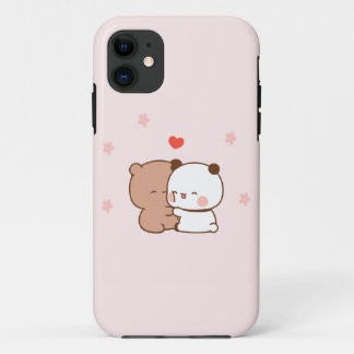かわいいカップルのパンダの愛、ピンク iPhone 11 ケース