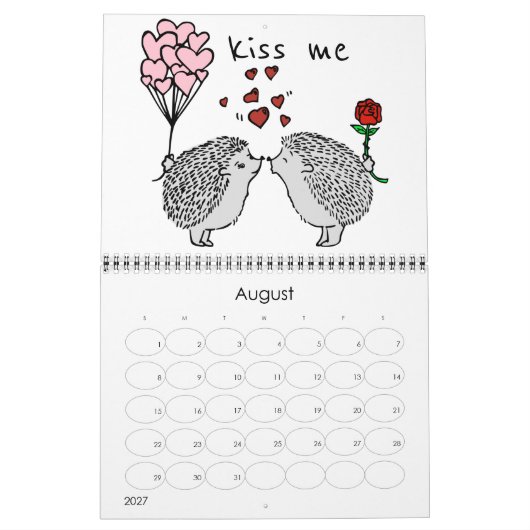 かわいいカップルのヘッジ カレンダー (8月 2027)