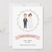 かわいいカップルのポートレートモダンリース日付を保存 (正面)