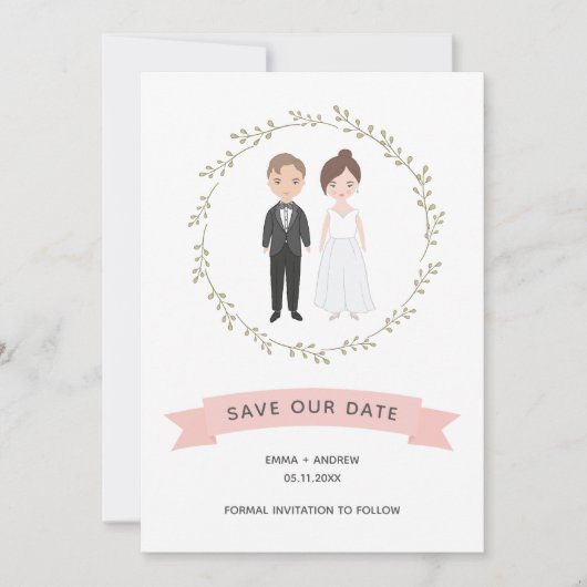 かわいいカップルのポートレートモダンリース日付を保存 (正面)