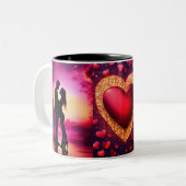 かわいいカップルのマグカップ ツートーンマグカップ (正面左)