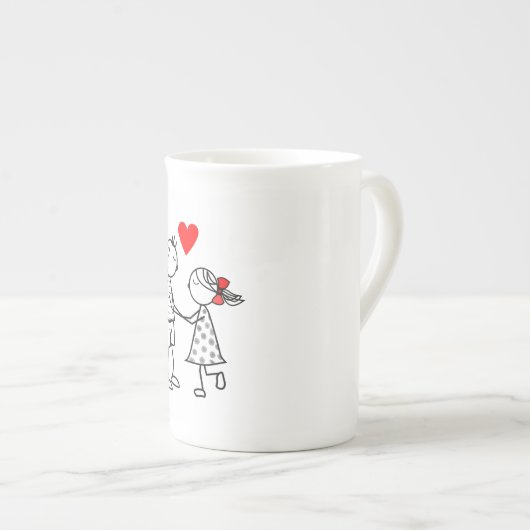 かわいいカップルのマグカップ ボーンチャイナマグカップ (正面右)