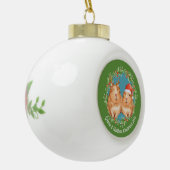 かわいいカップルのモルモットリース セラミックボールオーナメント (左)