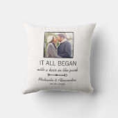 かわいいカップルの写真すべてを始めた引用文 クッション (裏面)
