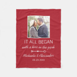 かわいいカップルの写真すべてを始めた引用文 フリースブランケット