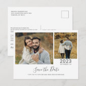 かわいいカップルの写真で結婚式の延期を知らせる 案内ポストカード (正面/裏面)