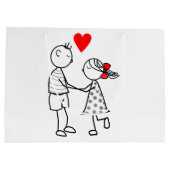 かわいいカップルの愛の抱き枕 – カスタマイズ可能 ラージペーパーバッグ (裏面)