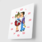 かわいいカップルの時計 スクエア壁時計 (傾斜)