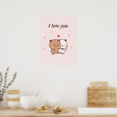 かわいいカップルの漫画 ポスター (キッチン)