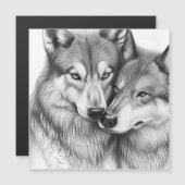 かわいいカップルの狼の動物の恋ハート (正面/裏面)