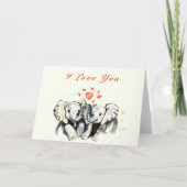 かわいいカップルの象のバレンタインデーのカード カード (正面)