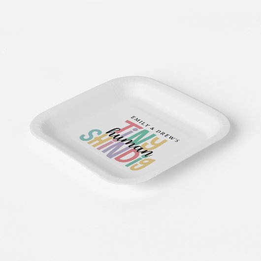 かわいいカップルの赤ちゃんシャワー、小さな人間しんちゃん ペーパープレート (傾斜あり)