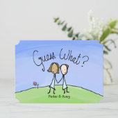 かわいいカップルの2つの花嫁が何の発表を推測 案内状 (スタンド正面)