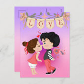 かわいいカップルは私のバレンタインデー シーズンポストカード (正面/裏面)