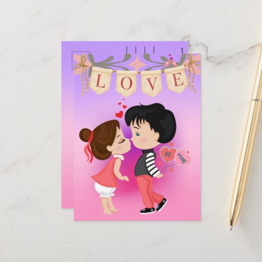 かわいいカップルは私のバレンタインデー シーズンポストカード (正面/裏面インサイチュ)