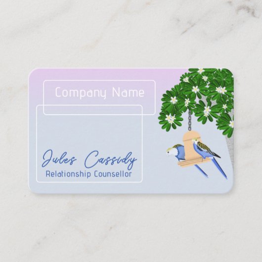 かわいいカップルよくはしゃぐのパロットフレームカウンセラー 名刺 (正面)