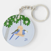 かわいいカップルよくはしゃぐのRosellasモノグラム キーホルダー (裏面)