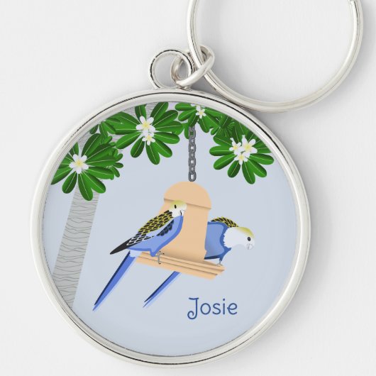 かわいいカップルよくはしゃぐのRosellas名前を追加 キーホルダー (正面)