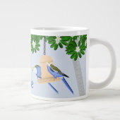 かわいいカップルよくはしゃぐのRosellas名前を追加 ジャンボコーヒーマグカップ (右)