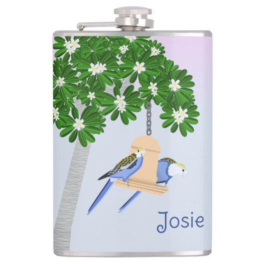 かわいいカップルよくはしゃぐのRosellas名前を追加 フラスク (正面)