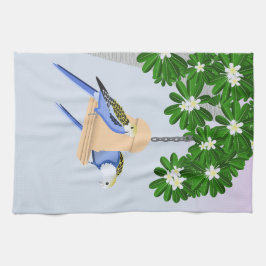 かわいいカップルよくはしゃぐパロッツロセラス キッチンタオル