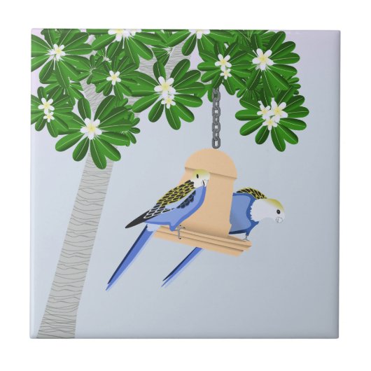 かわいいカップルよくはしゃぐパロッツロセラス タイル (正面)