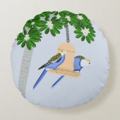 かわいいカップルよくはしゃぐパロッツロセラス ラウンドクッション (正面)