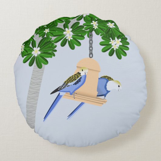 かわいいカップルよくはしゃぐパロッツロセラス ラウンドクッション (裏面)