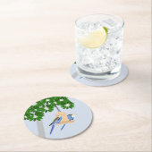 かわいいカップルよくはしゃぐパロッツロセラス ラウンドペーパーコースター (インサイチュ)