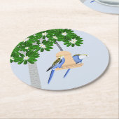 かわいいカップルよくはしゃぐパロッツロセラス ラウンドペーパーコースター (アングル)