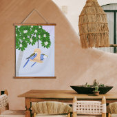 かわいいカップルよくはしゃぐパロッツロセラス 吊り下げ型タペストリー