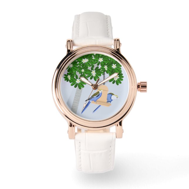 かわいいカップルよくはしゃぐパロッツロセラス 腕時計 (正面)