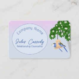 かわいいカップルよくはしゃぐパロットブルーオーバルカウンセラー 名刺