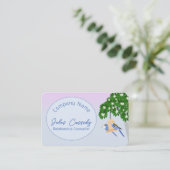 かわいいカップルよくはしゃぐパロットブルーオーバルカウンセラー 名刺 (スタンド正面)