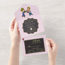 かわいいカップルオリジナルおもしろい漫画 オールインワン招待状