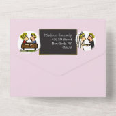 かわいいカップルオリジナルおもしろい漫画 オールインワン招待状 (裏面)